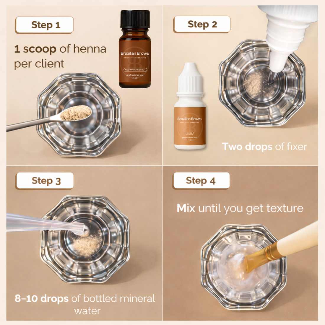 Kit Sourcils Henna - 3 couleurs (±105 soins)